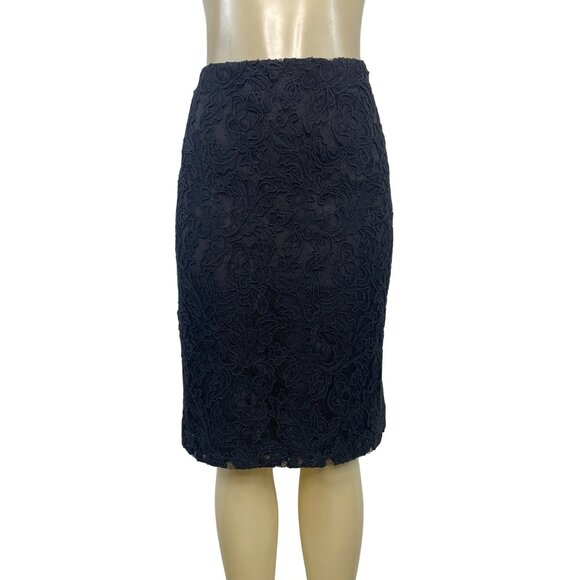 Talbots Black Floral Lace Pencil Skirt Womens Size 8 Knee-Length Back Zipper Clo - Picture 1 of 6